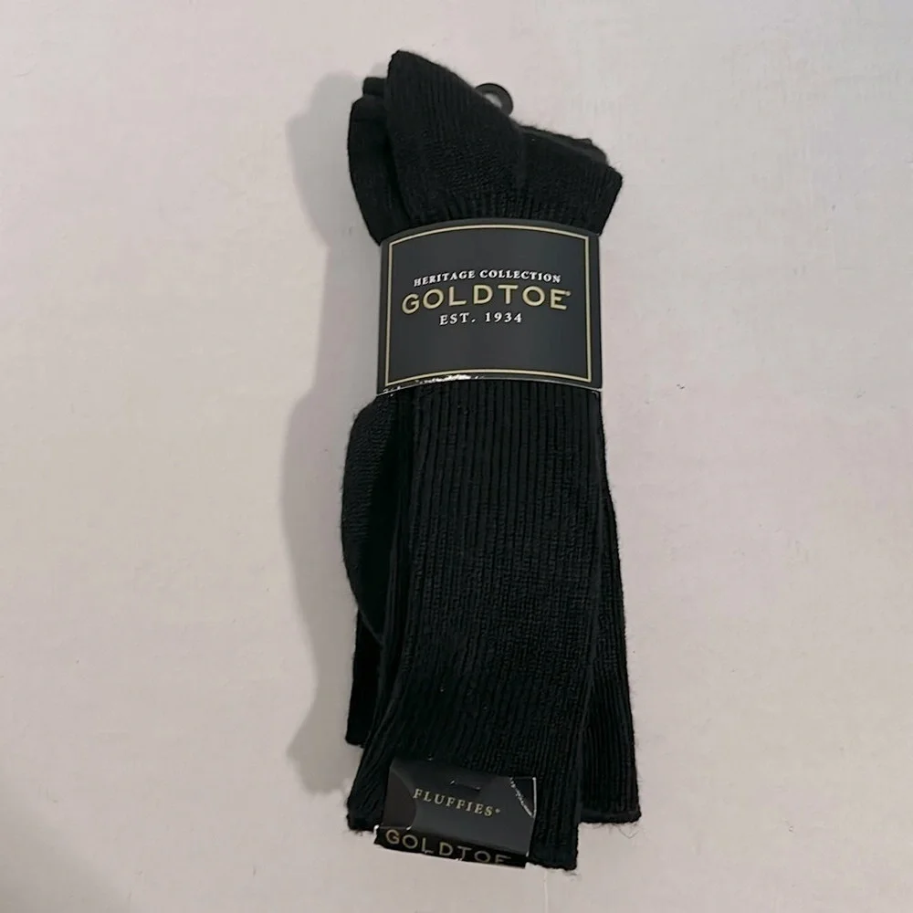 Gold Toe Casual Aquafx Fluffies 3 Pair Crew Socks Mens black
